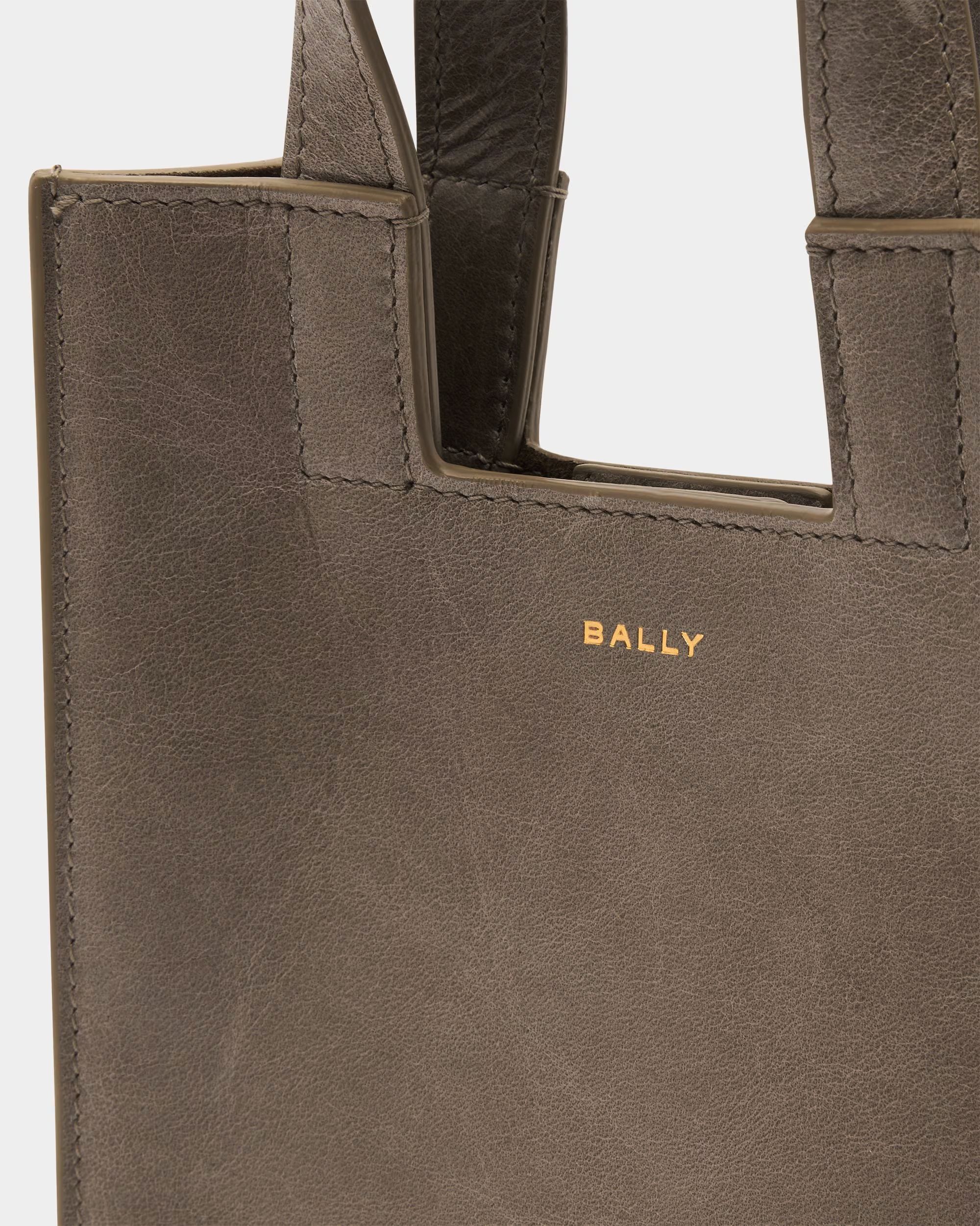 Easy Bally Small Tote Bag in Taupe Leather - Image 6