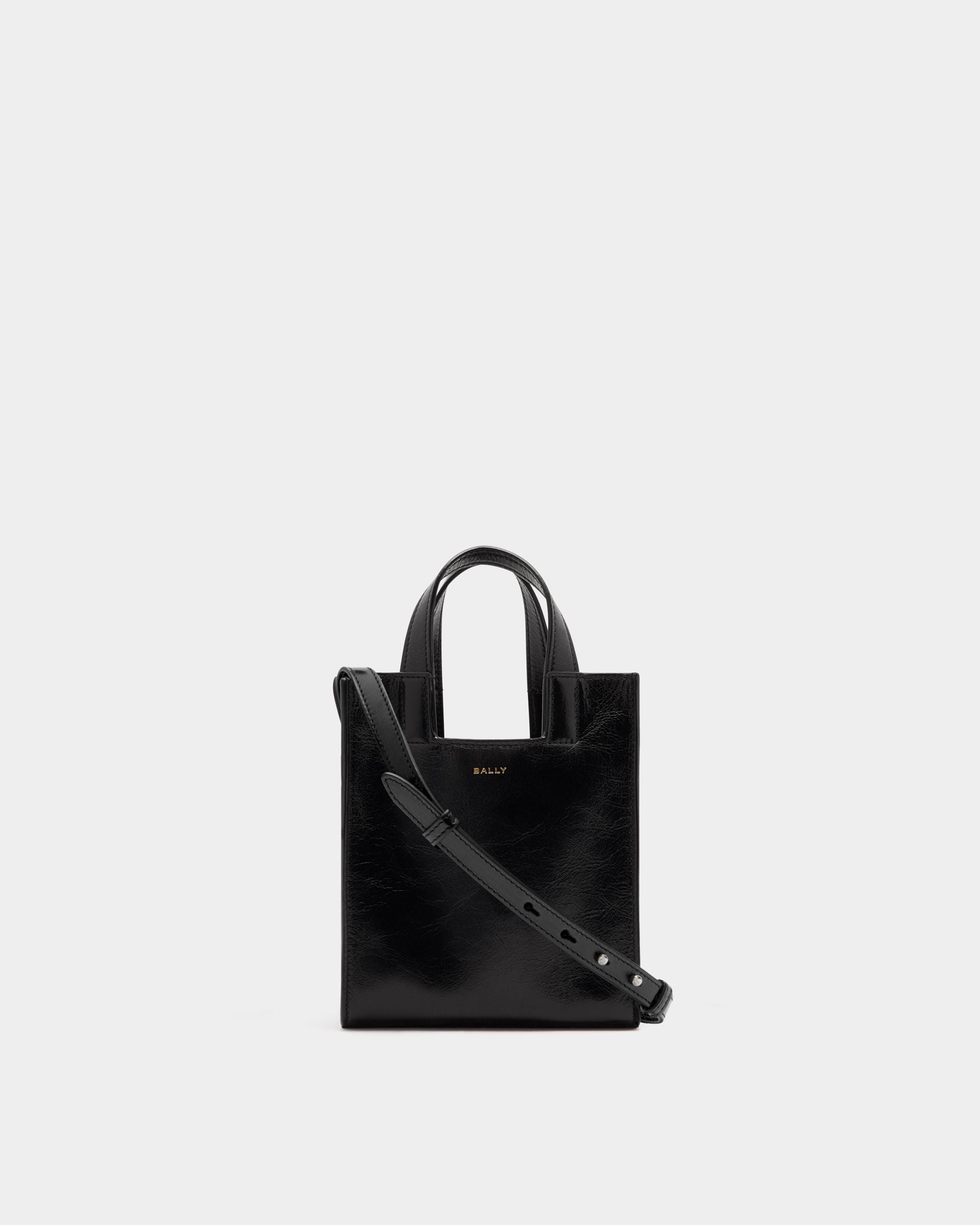 Easy Bally Small Tote Bag in Black Leather