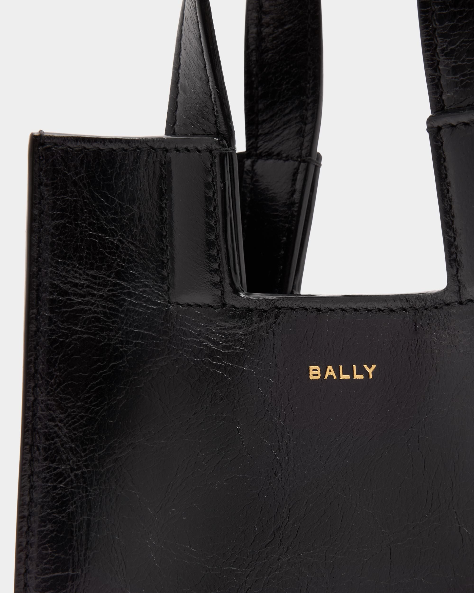 Easy Bally Small Tote Bag in Black Leather - Image 6