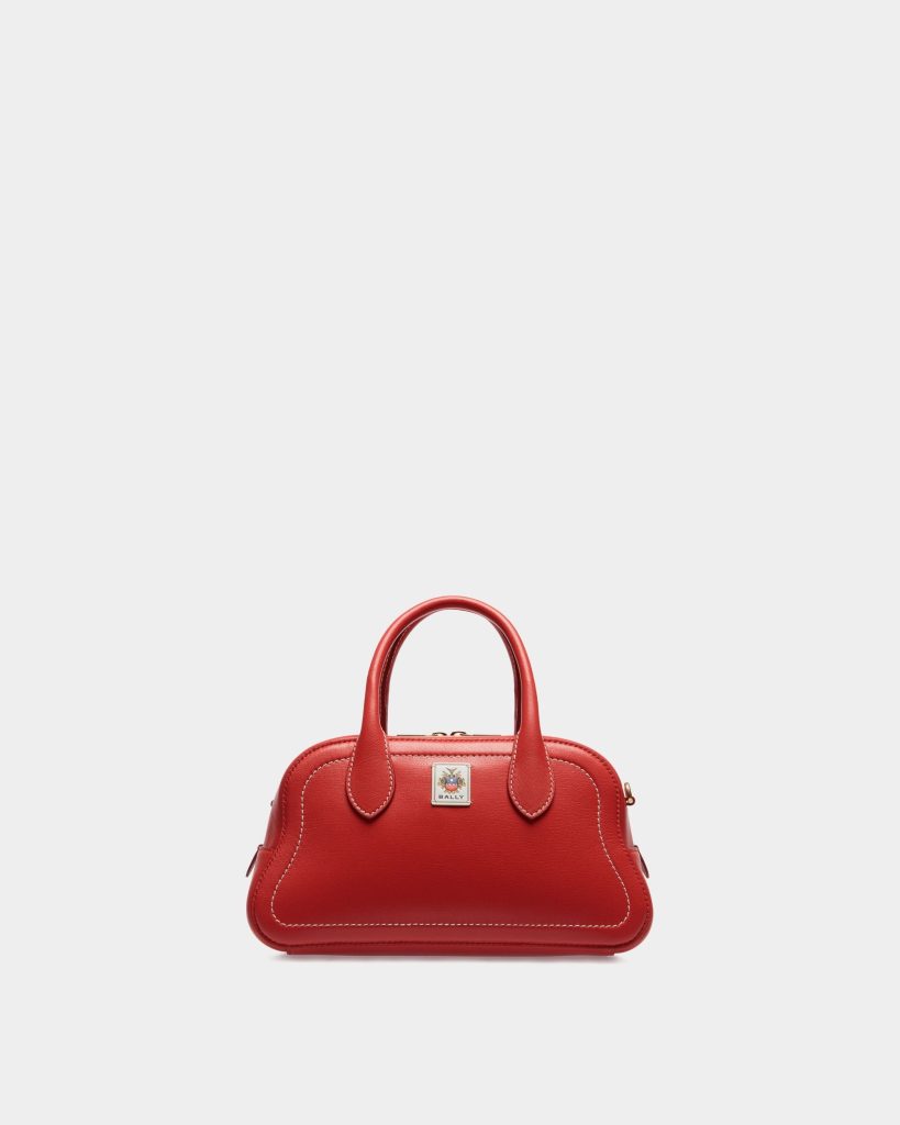Unda Top Handle Bag in Red Grained Leather