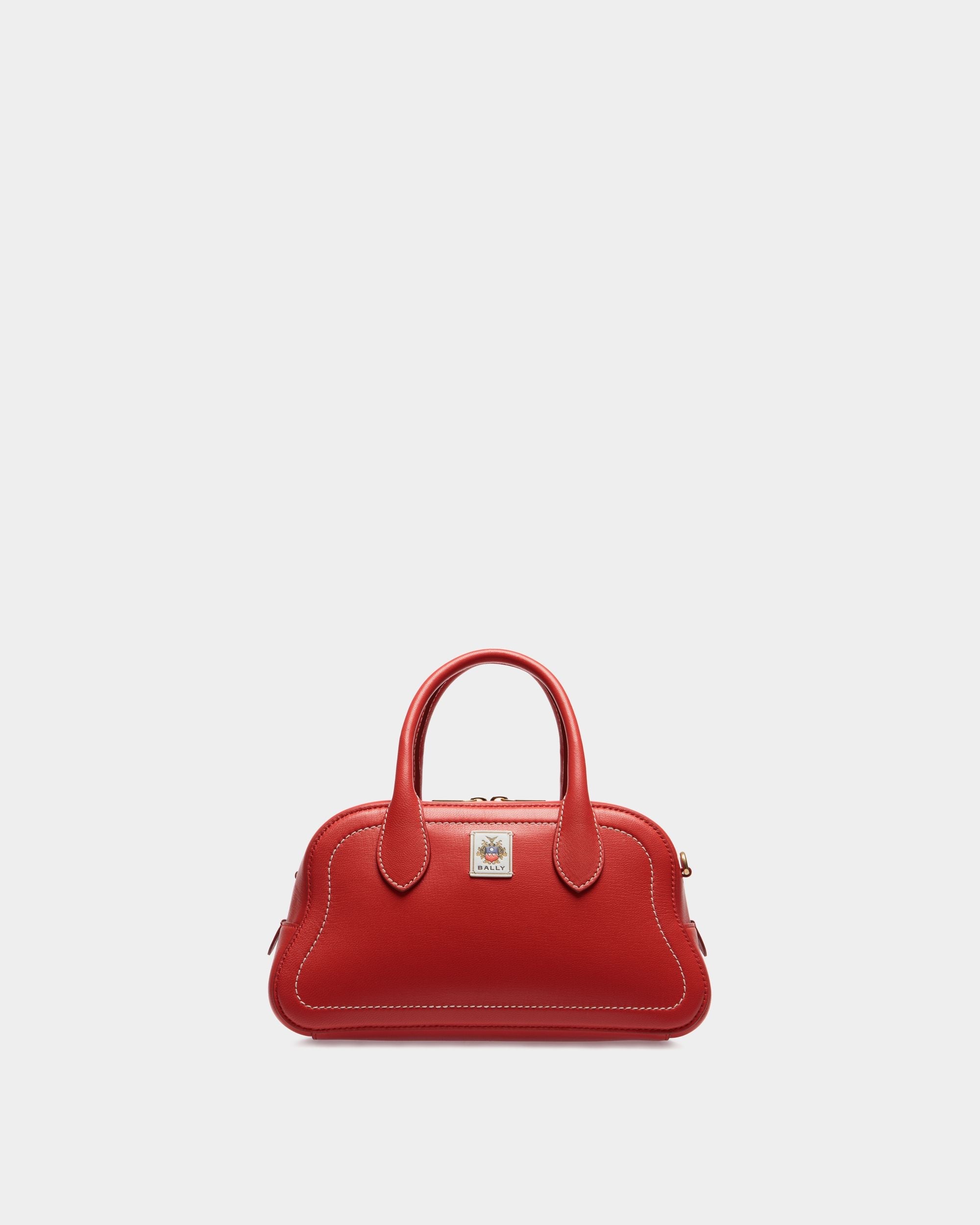 Unda Top Handle Bag in Red Grained Leather