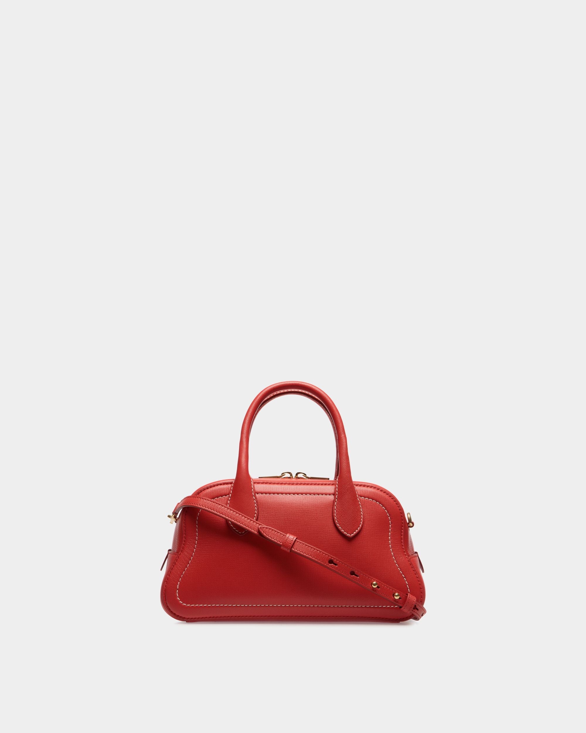 Unda Top Handle Bag in Red Grained Leather - Image 3