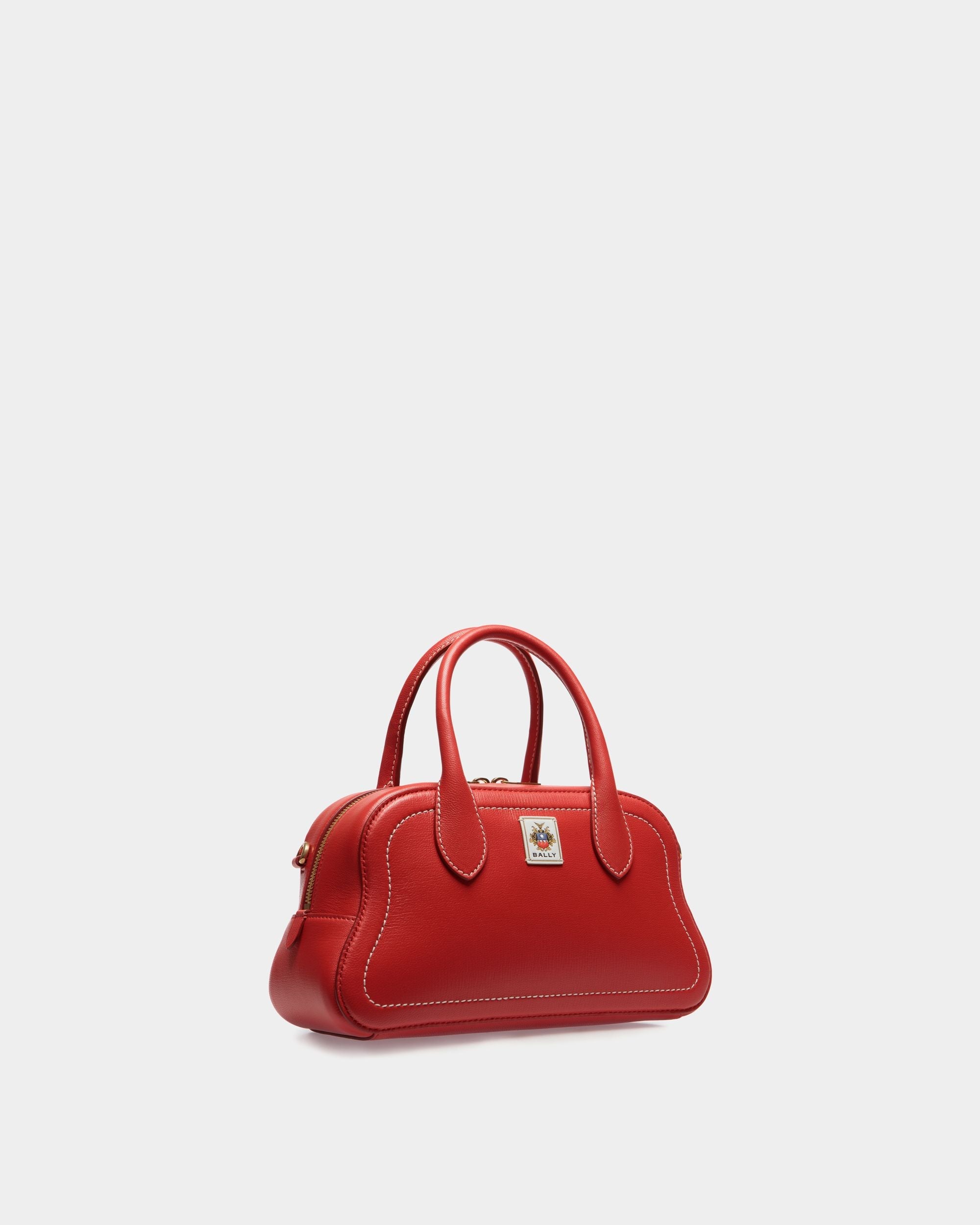 Unda Top Handle Bag in Red Grained Leather - Image 4