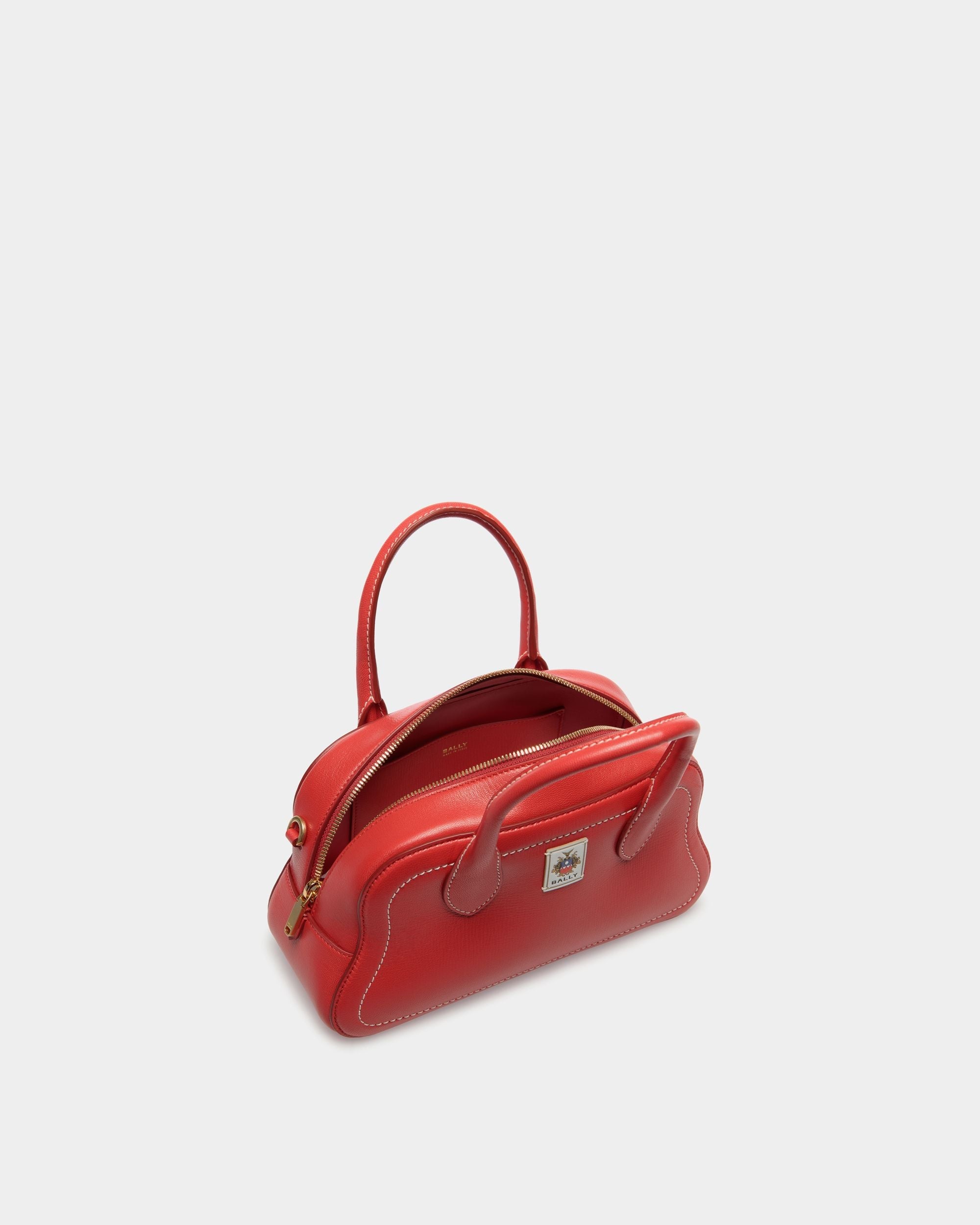 Unda Top Handle Bag in Red Grained Leather - Image 5