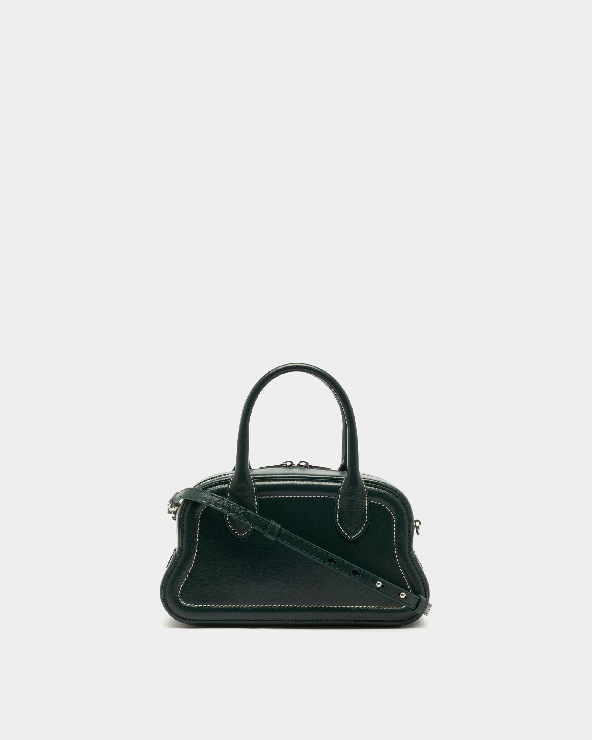Unda Top Handle Bag in Marble Green Grained Leather - Image 2