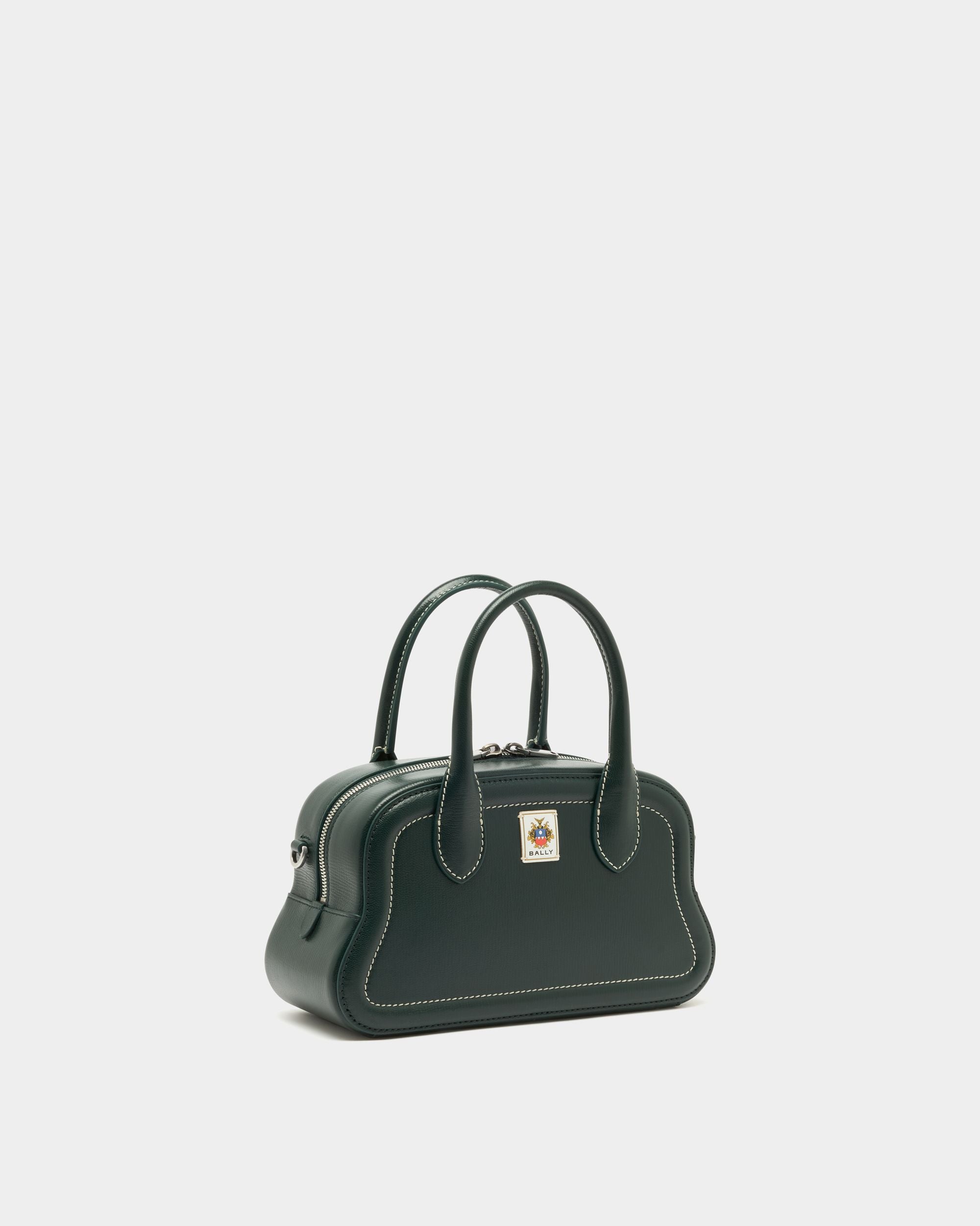 Unda Top Handle Bag in Marble Green Grained Leather - Image 3