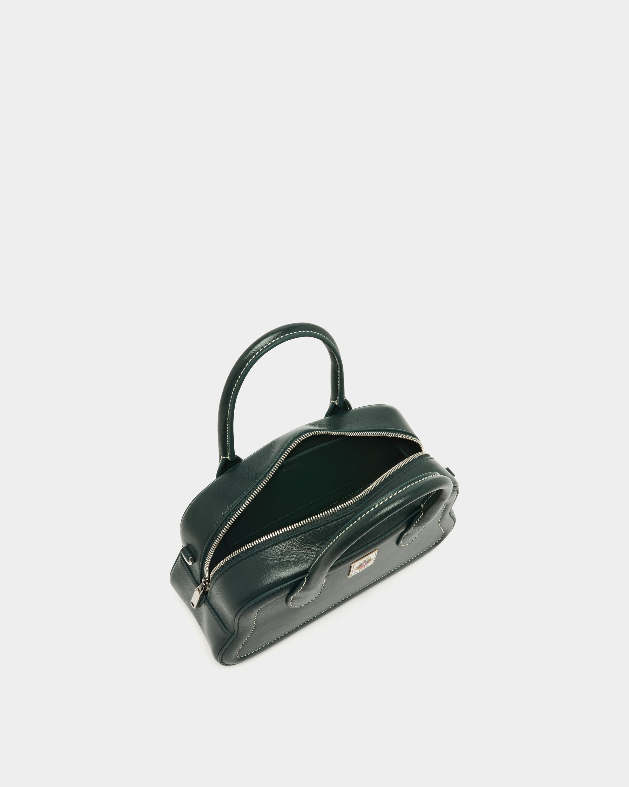 Unda Top Handle Bag in Marble Green Grained Leather - Image 4