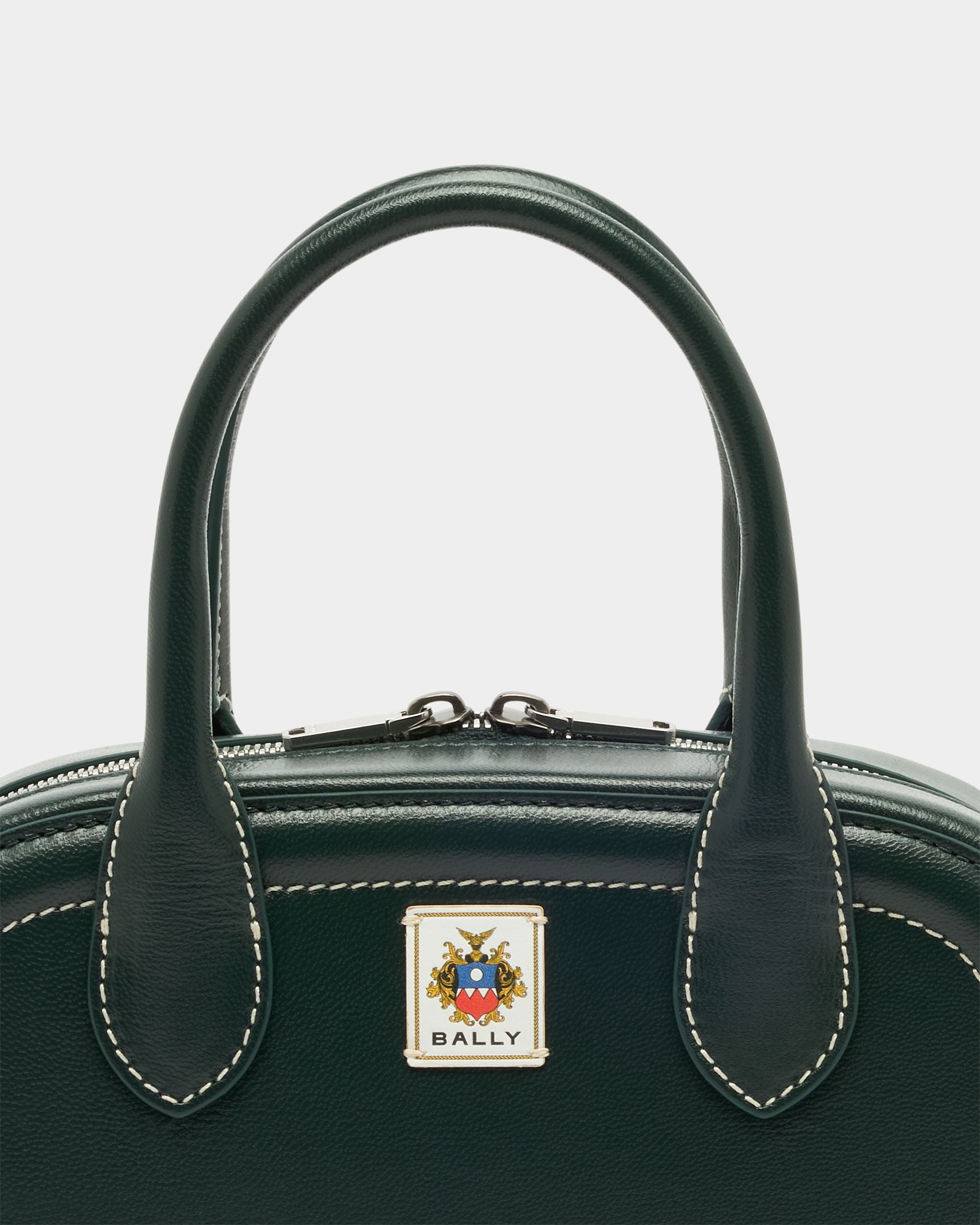 Unda Top Handle Bag in Marble Green Grained Leather - Image 5