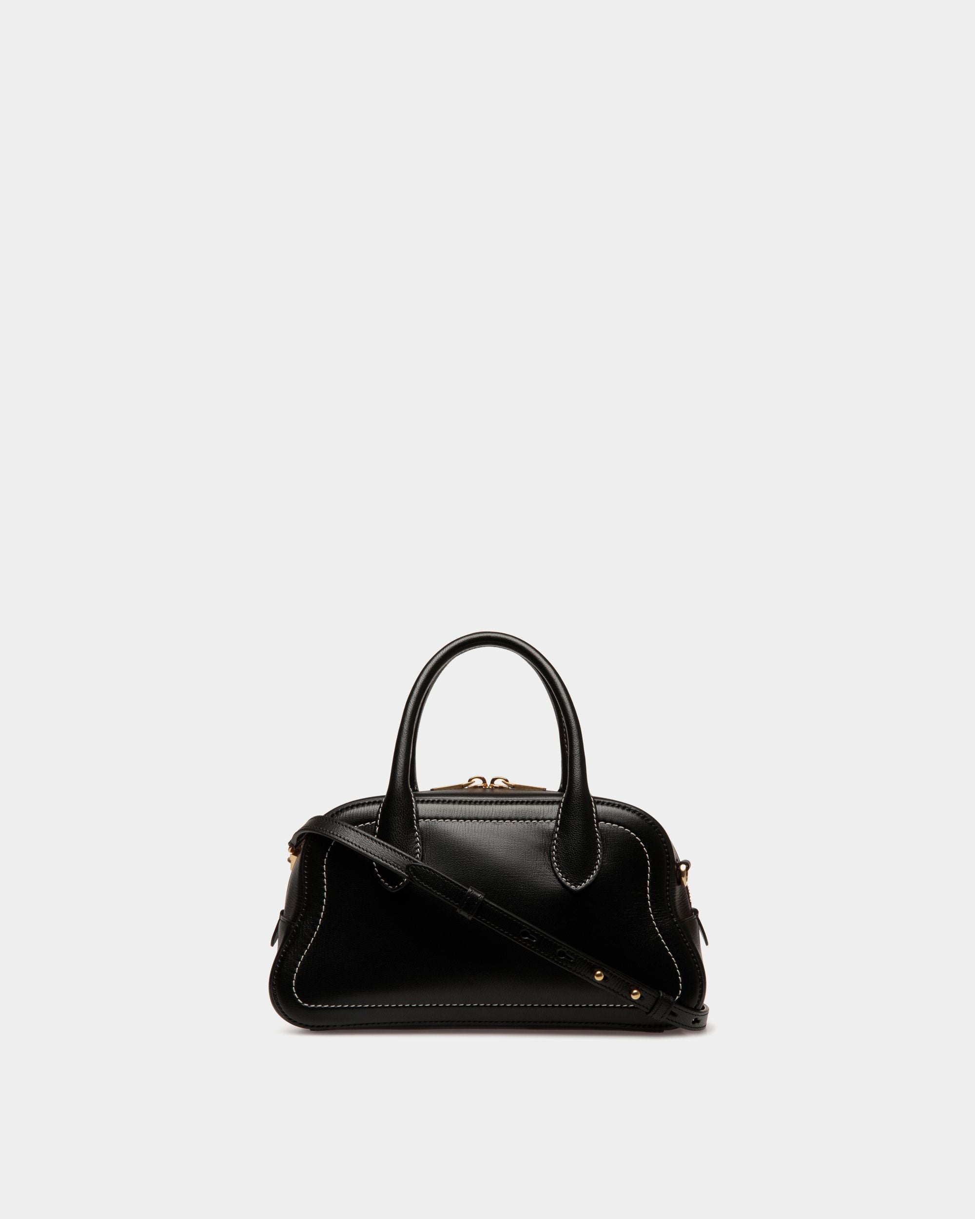 Unda Top Handle Bag in Black Grained Leather - Image 3