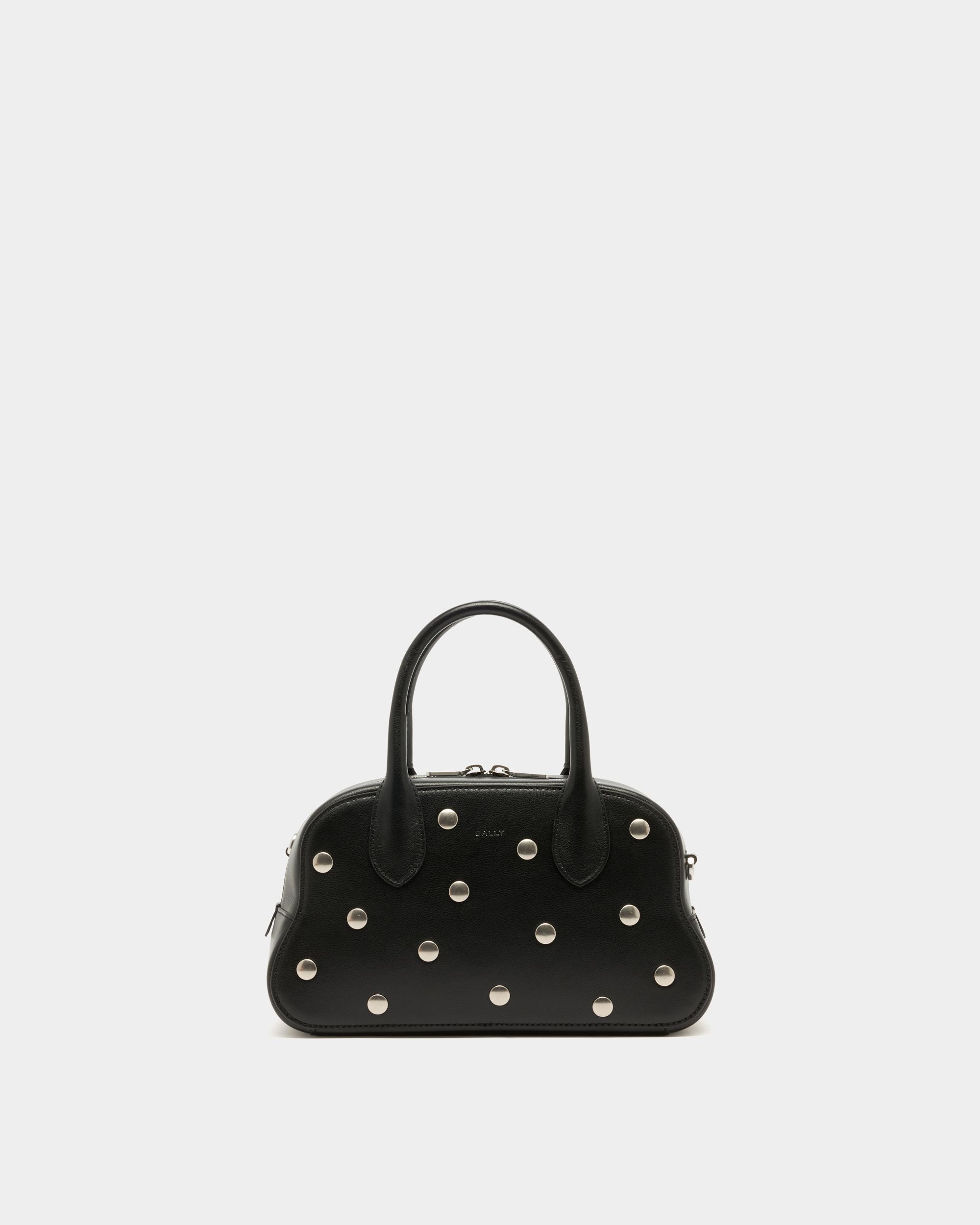 Unda Top Handle Bag in Black Grained Leather