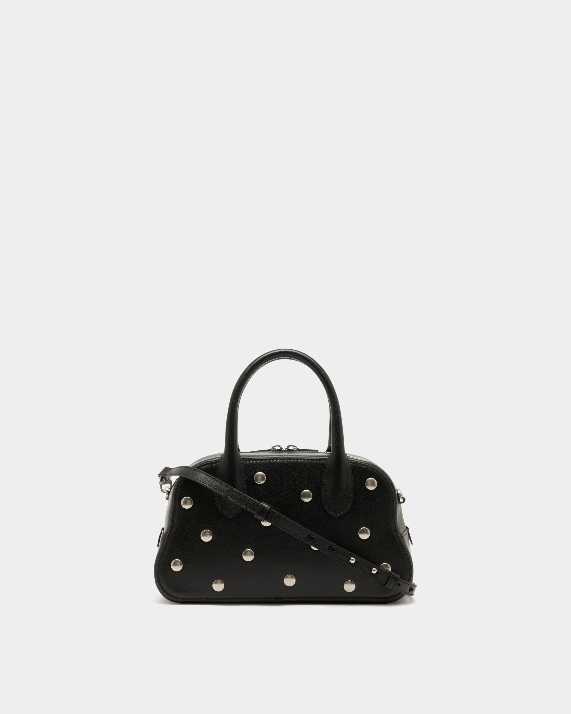 Unda Top Handle Bag in Black Grained Leather - Image 2