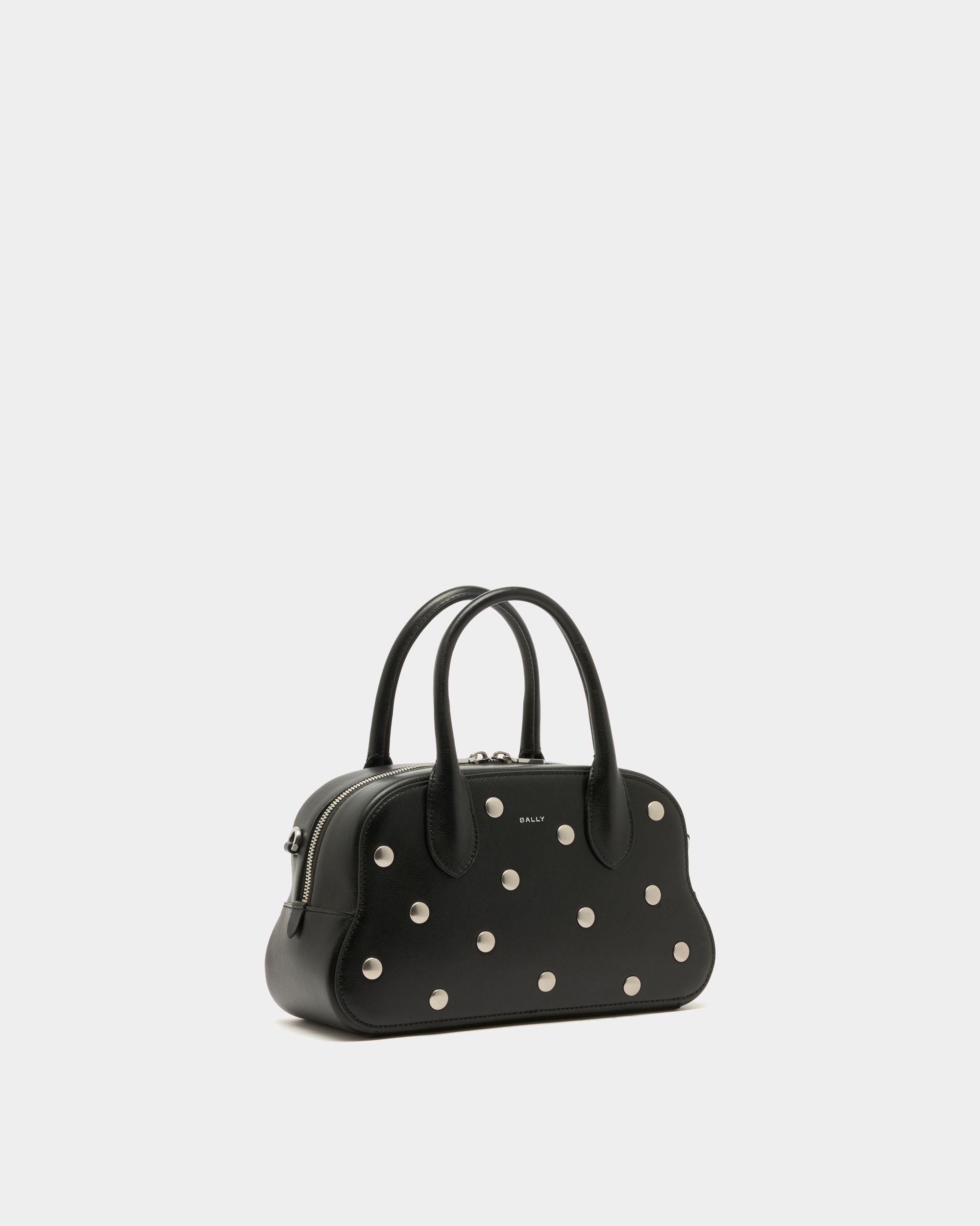 Unda Top Handle Bag in Black Grained Leather - Image 3