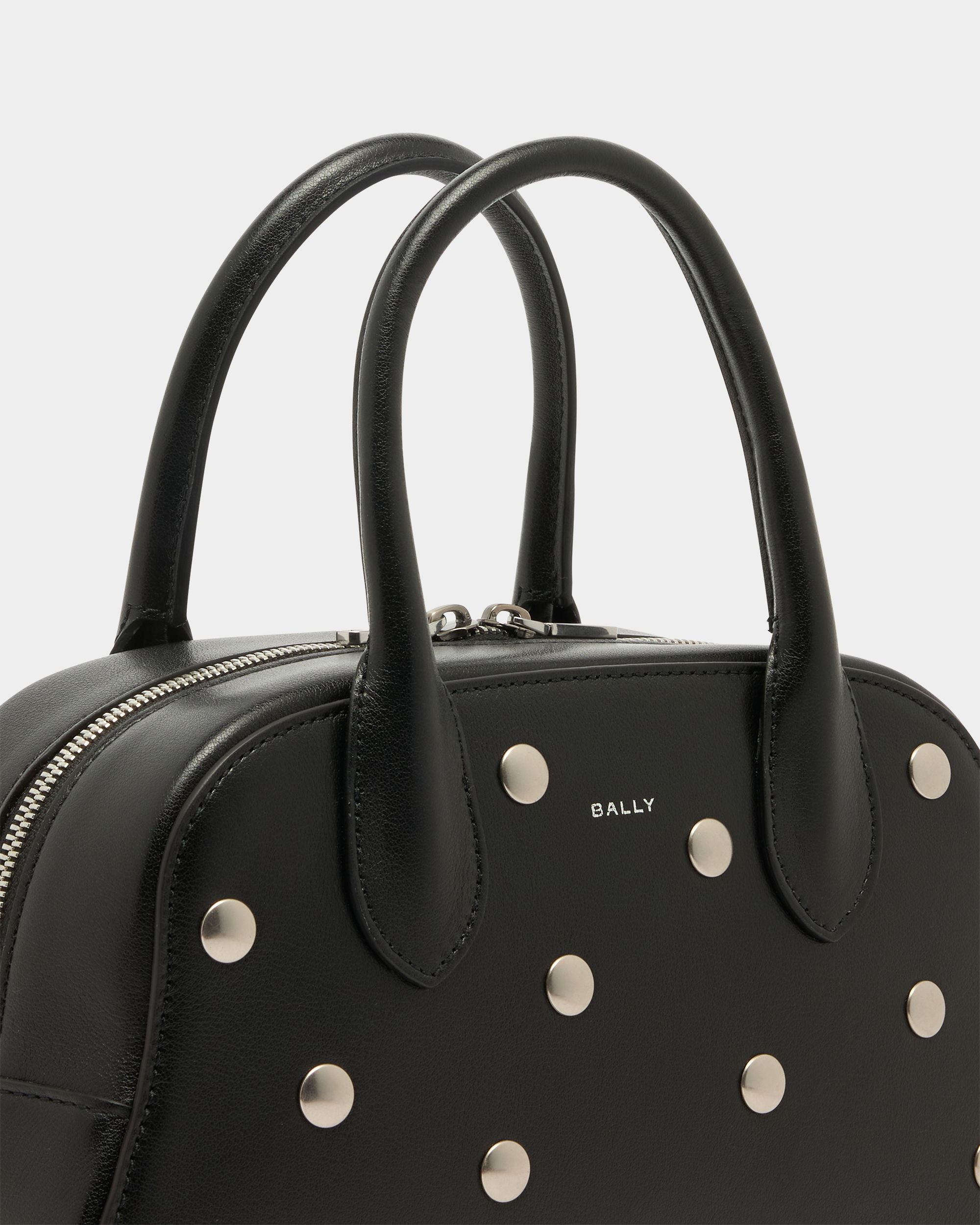 Unda Top Handle Bag in Black Grained Leather - Image 5