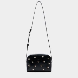 Easy Bally Crossbody Bag in Black Leather and Studs