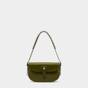 Beckett Small Shoulder Bag in Matcha Green Brushed Leather