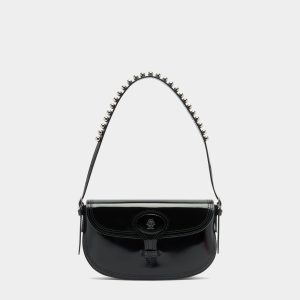 Beckett Small Shoulder Bag in Black Brushed Leather