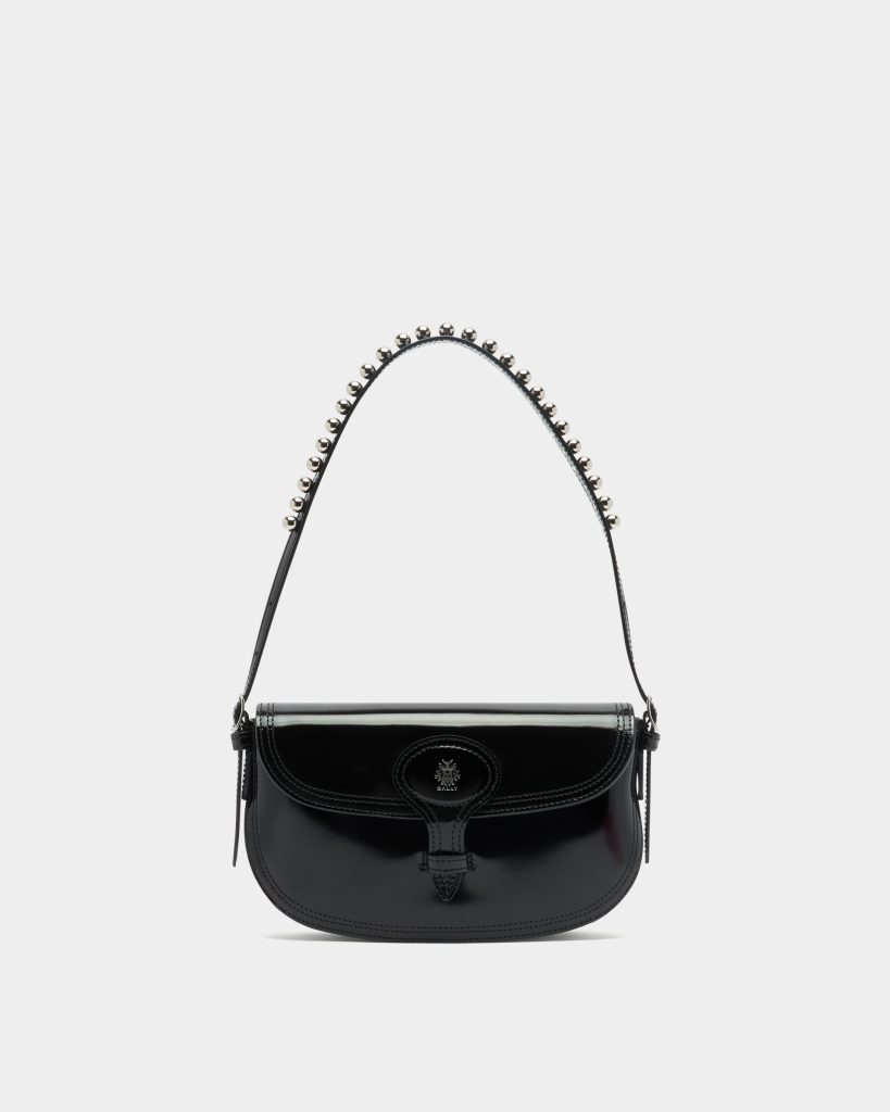 Beckett Small Shoulder Bag in Black Brushed Leather