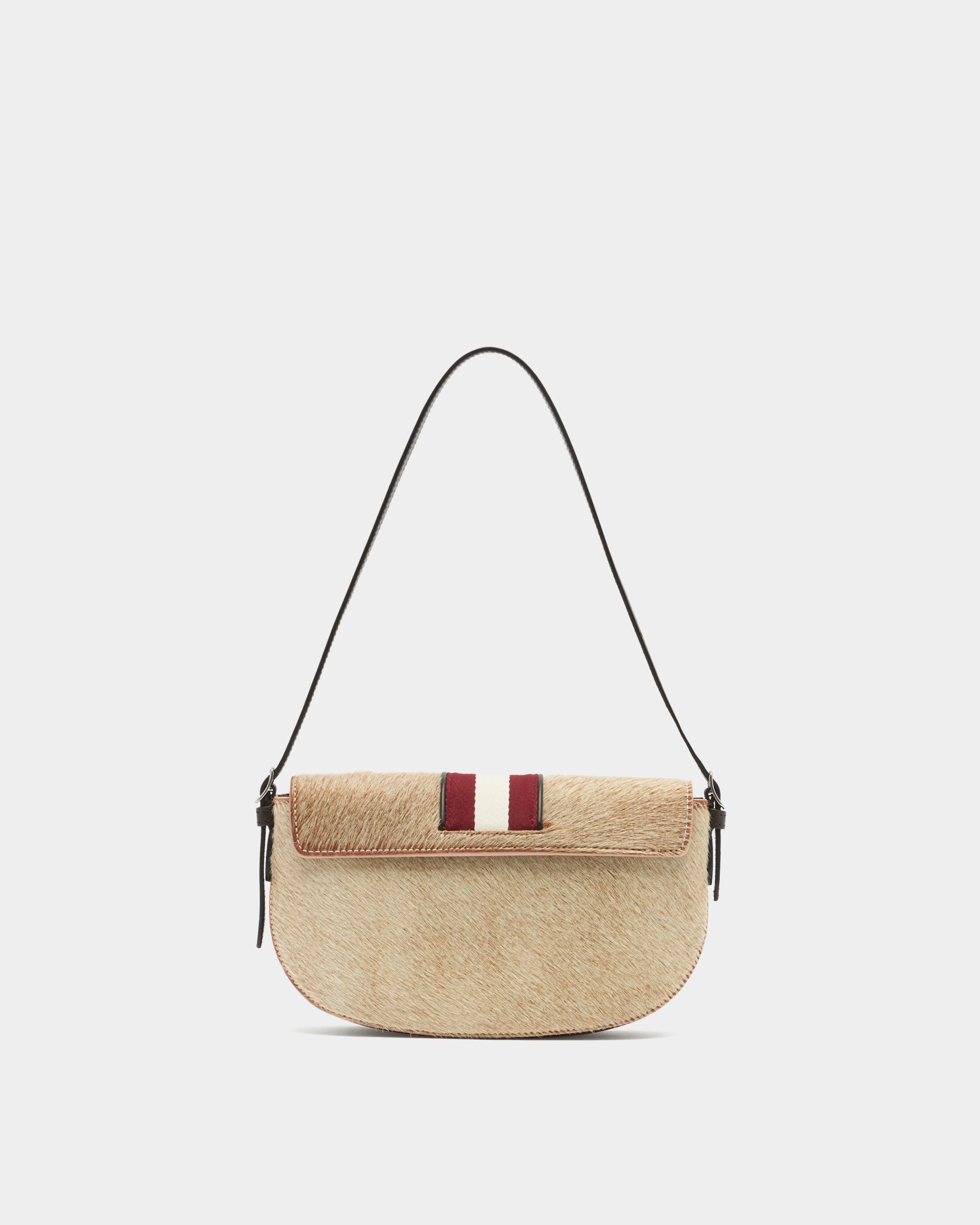 Beckett Small Shoulder Bag in Beige Pony Hair With a Bally Ribbon - Image 3