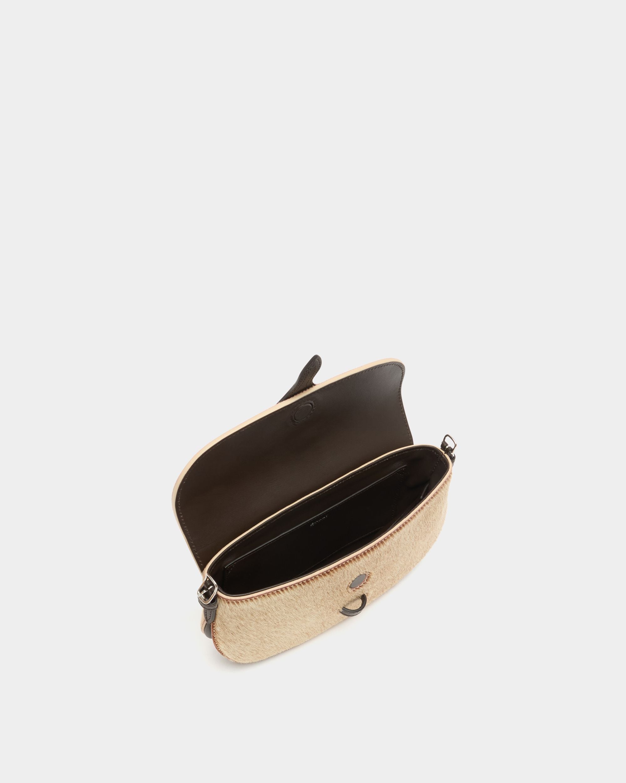 Beckett Small Shoulder Bag in Beige Pony Hair With a Bally Ribbon - Image 5