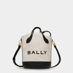 Bar Bucket Bag In Natural And Black Fabric