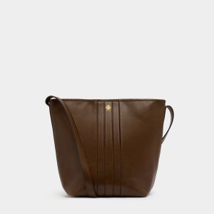 Signature Bucket Bag in Brown Leather