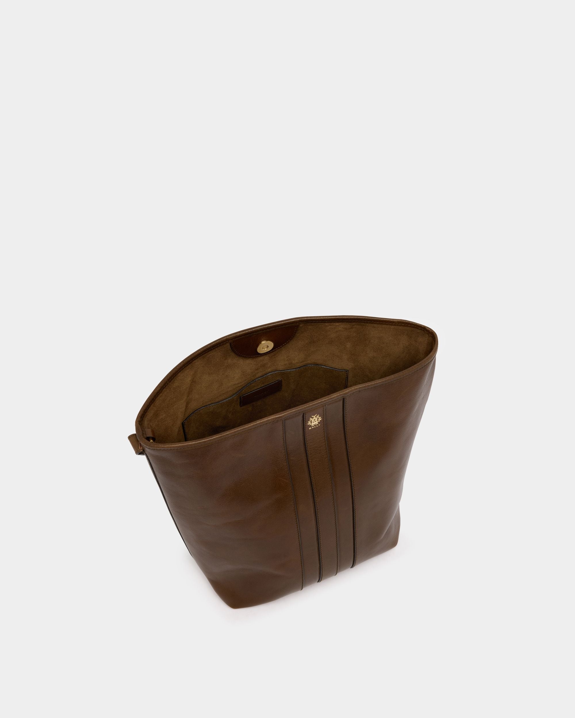 Signature Bucket Bag in Brown Leather - Image 5