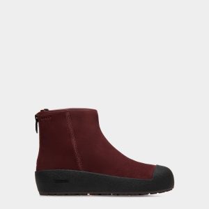 Bally Curling Bootie in Red Suede