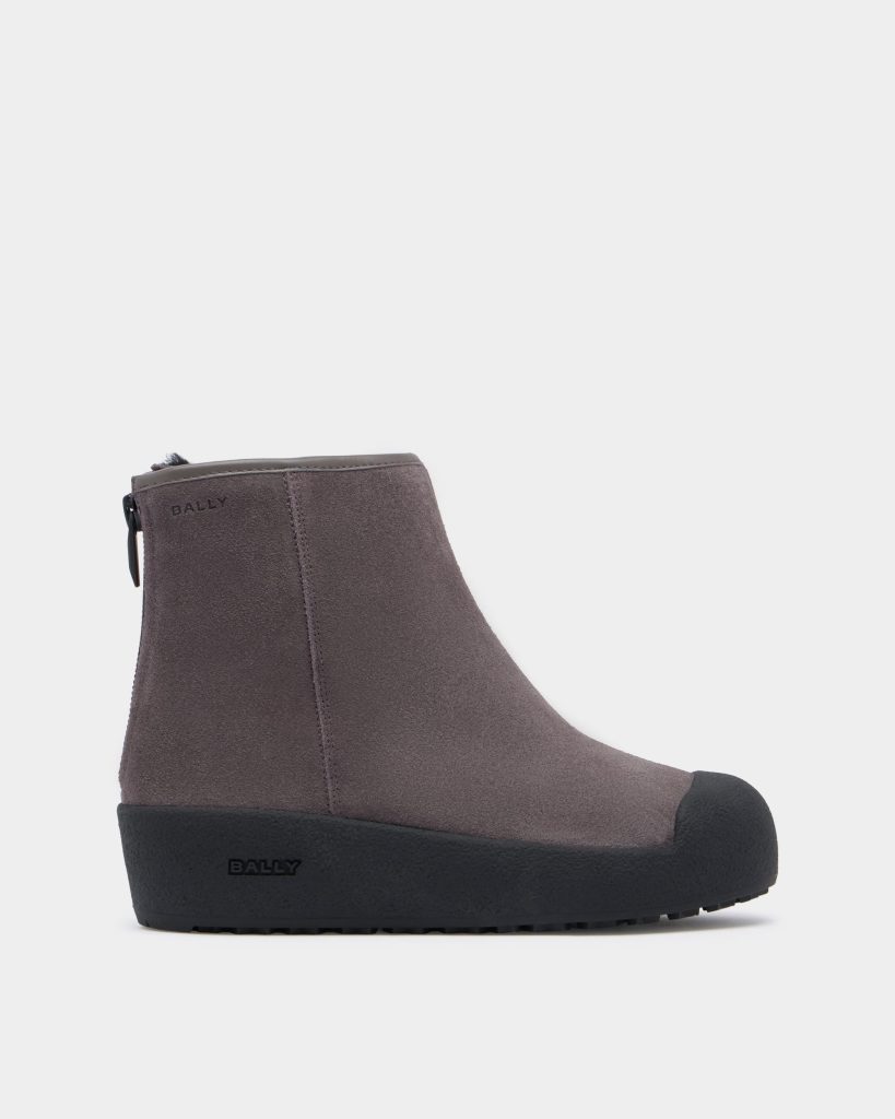 Bally Curling Bootie in Grey Suede