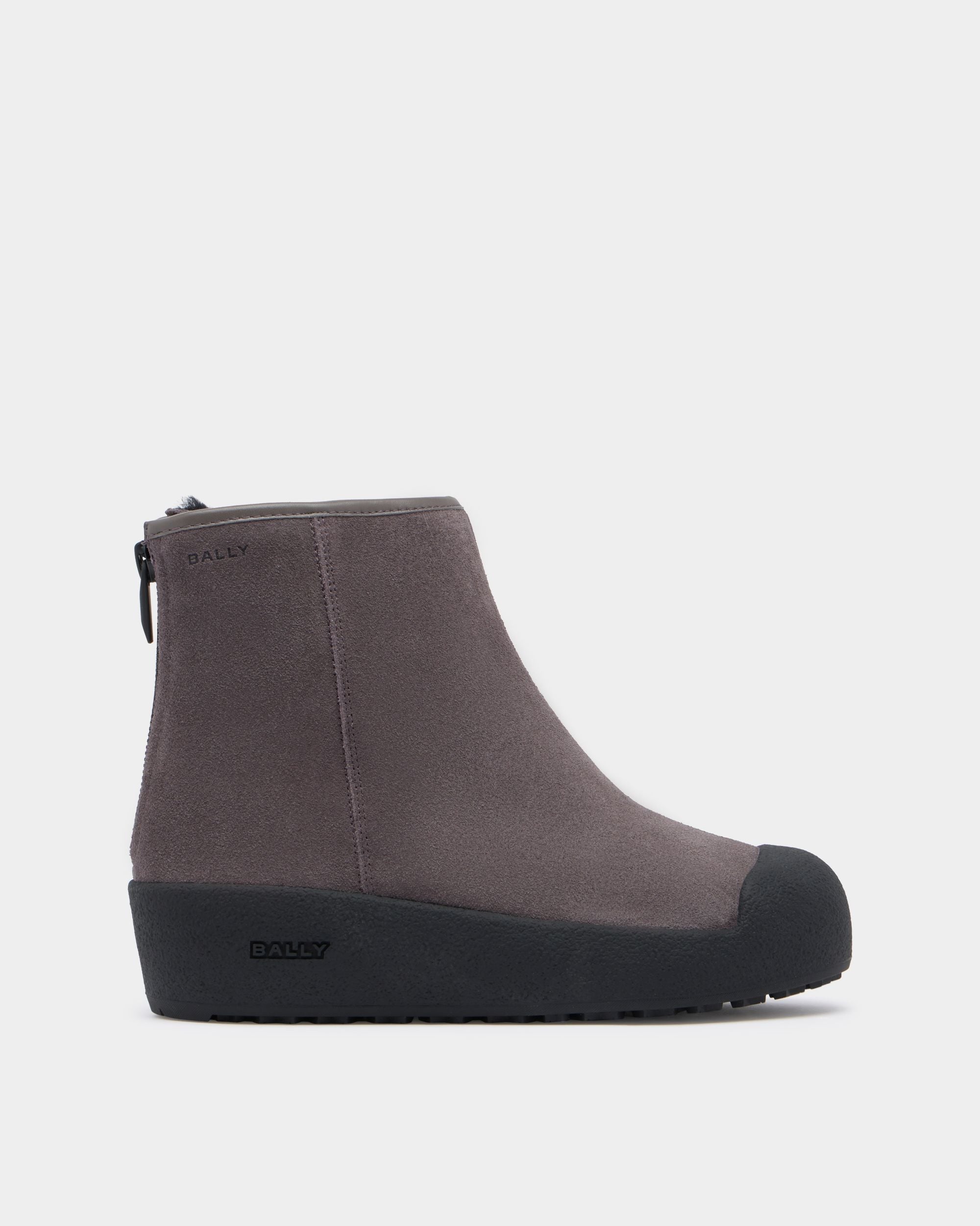 Bally Curling Bootie in Grey Suede