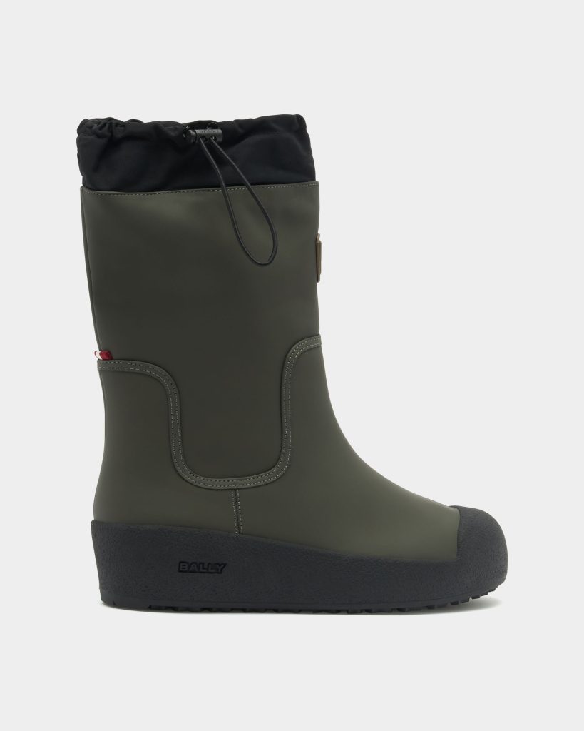 Bally Curling Boot in Military Green and Black Leather