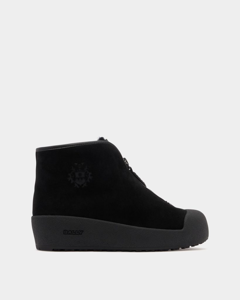 Bally Curling Bootie in Black Suede
