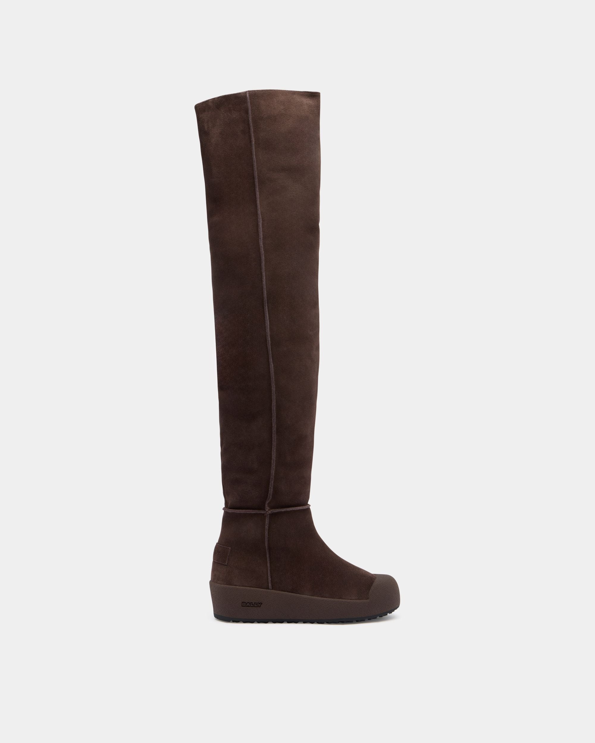 Bally Curling Over-the-knee Boot in Ebano Suede