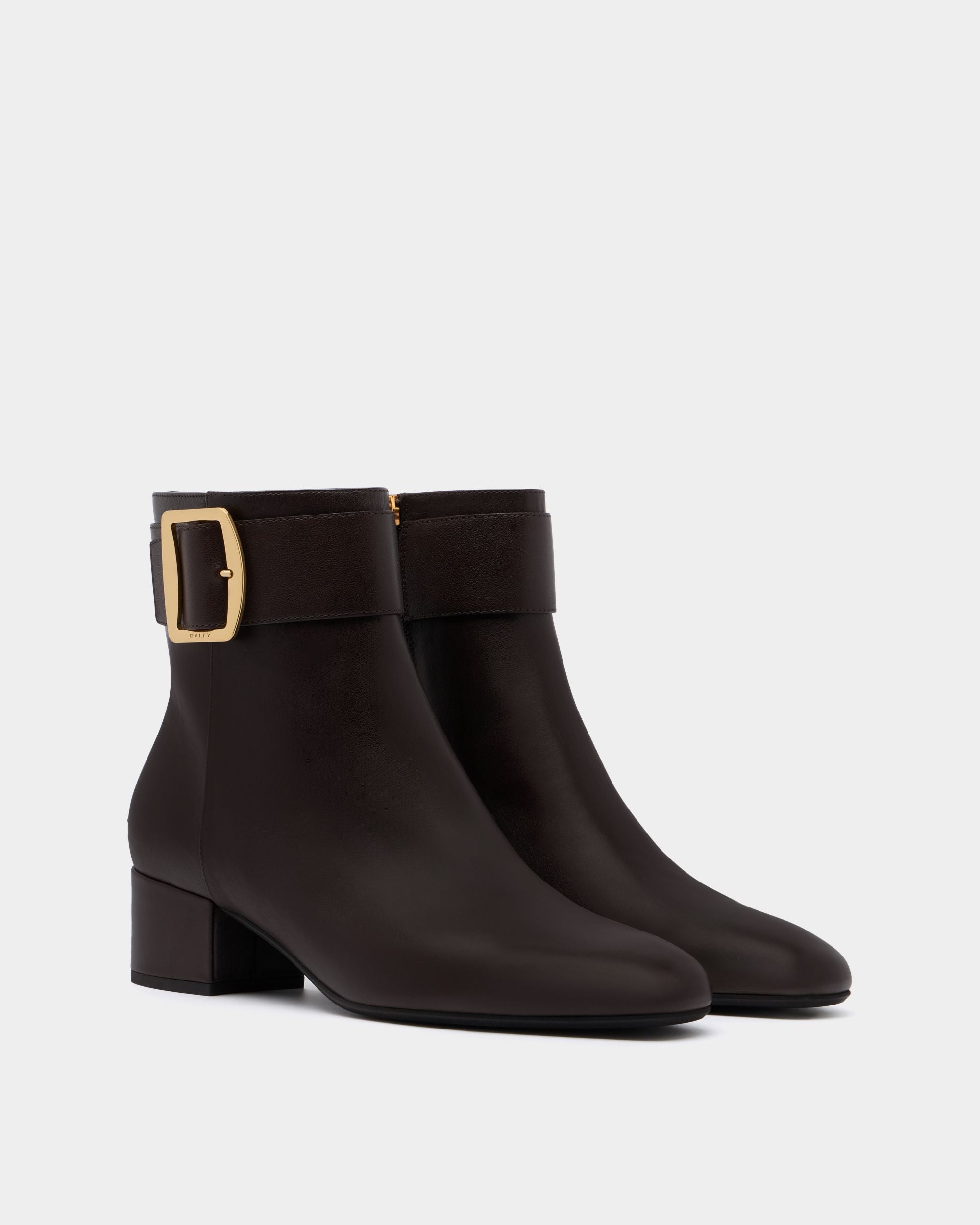 Bally Boucle Bootie in Brown Leather - Image 3