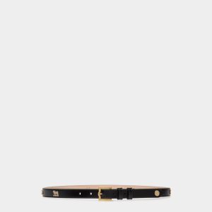 Emblem 85 cm Belt in Black Brushed Leather