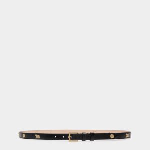 Emblem 105 cm Belt in Black Brushed Leather