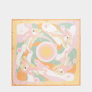 Silk Carré Scarf In Peach