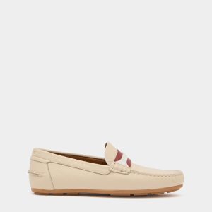 Clay Driver in White Grained Leather