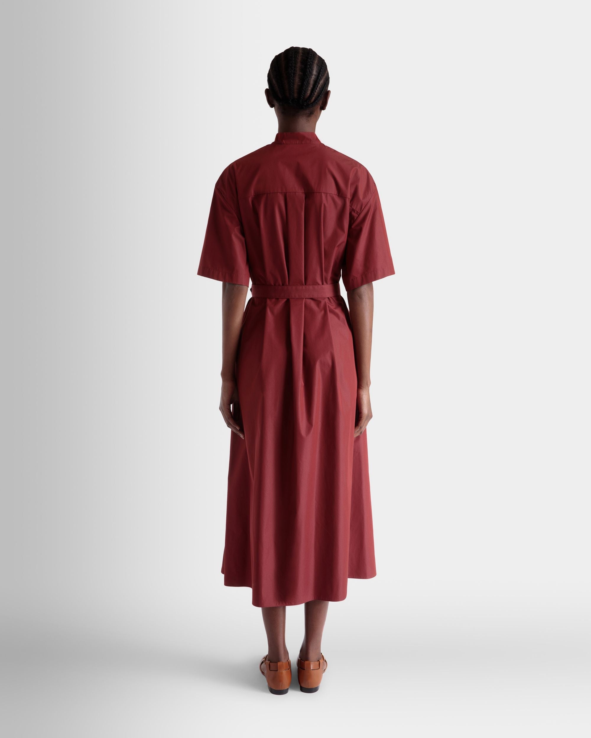 Belted Dress in Heritage Red Cotton Blend Poplin - Image 6