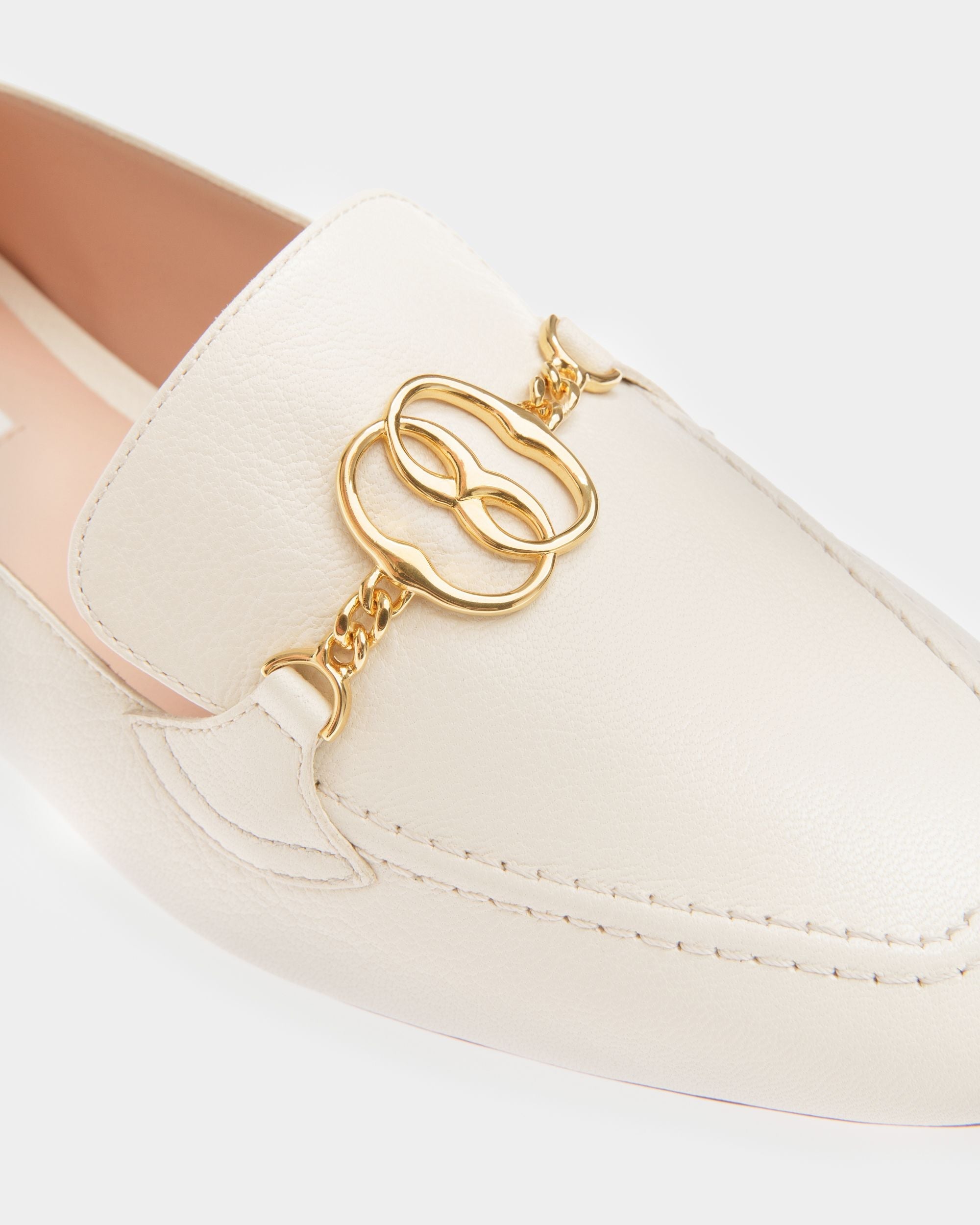 Emblem Loafers In Bone Leather - Image 4