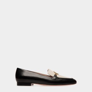 Daily Emblem Loafer in Black And White Leather