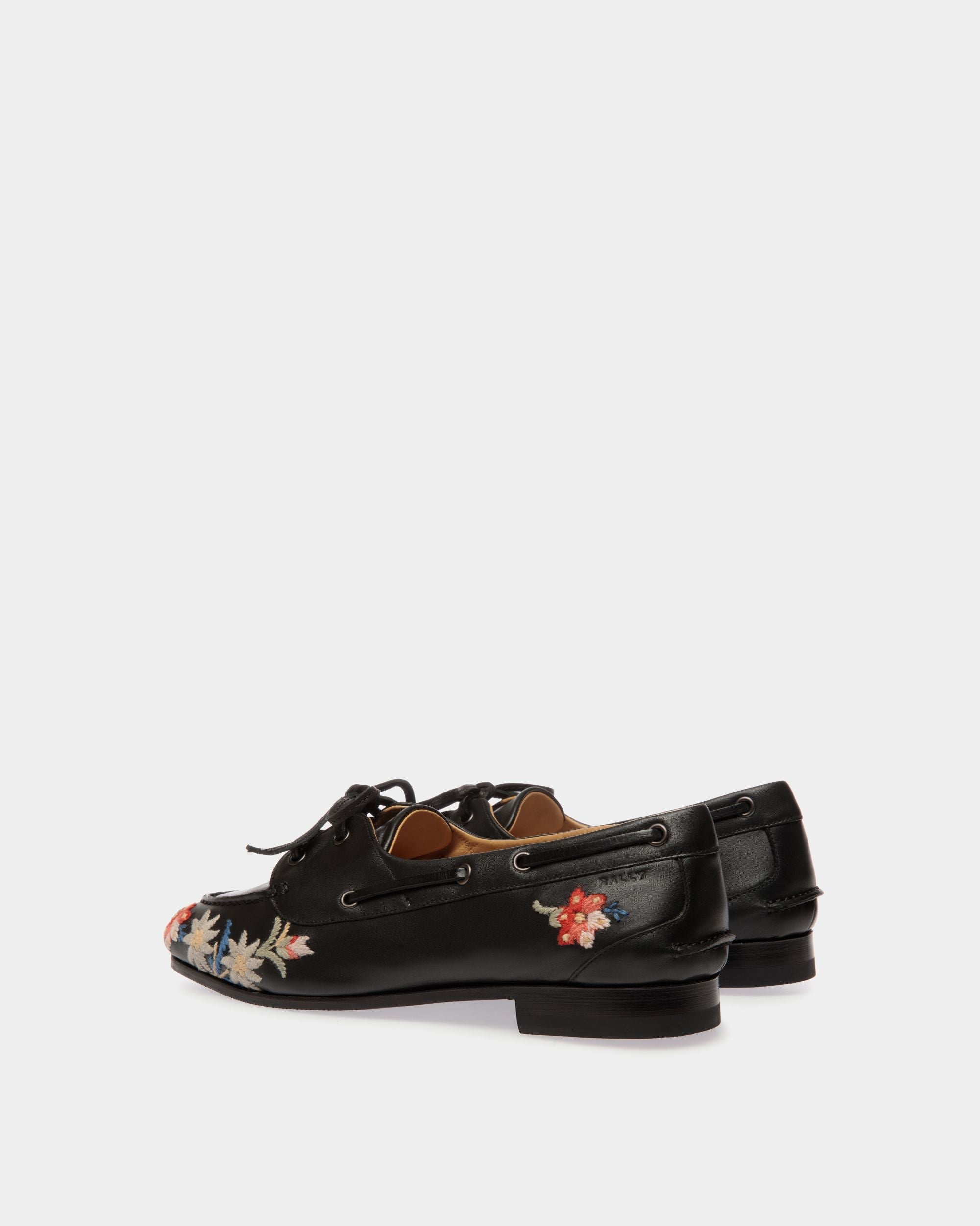 Winter Capsule Moccasin in Black Leather With Alpine Flowers - Image 3