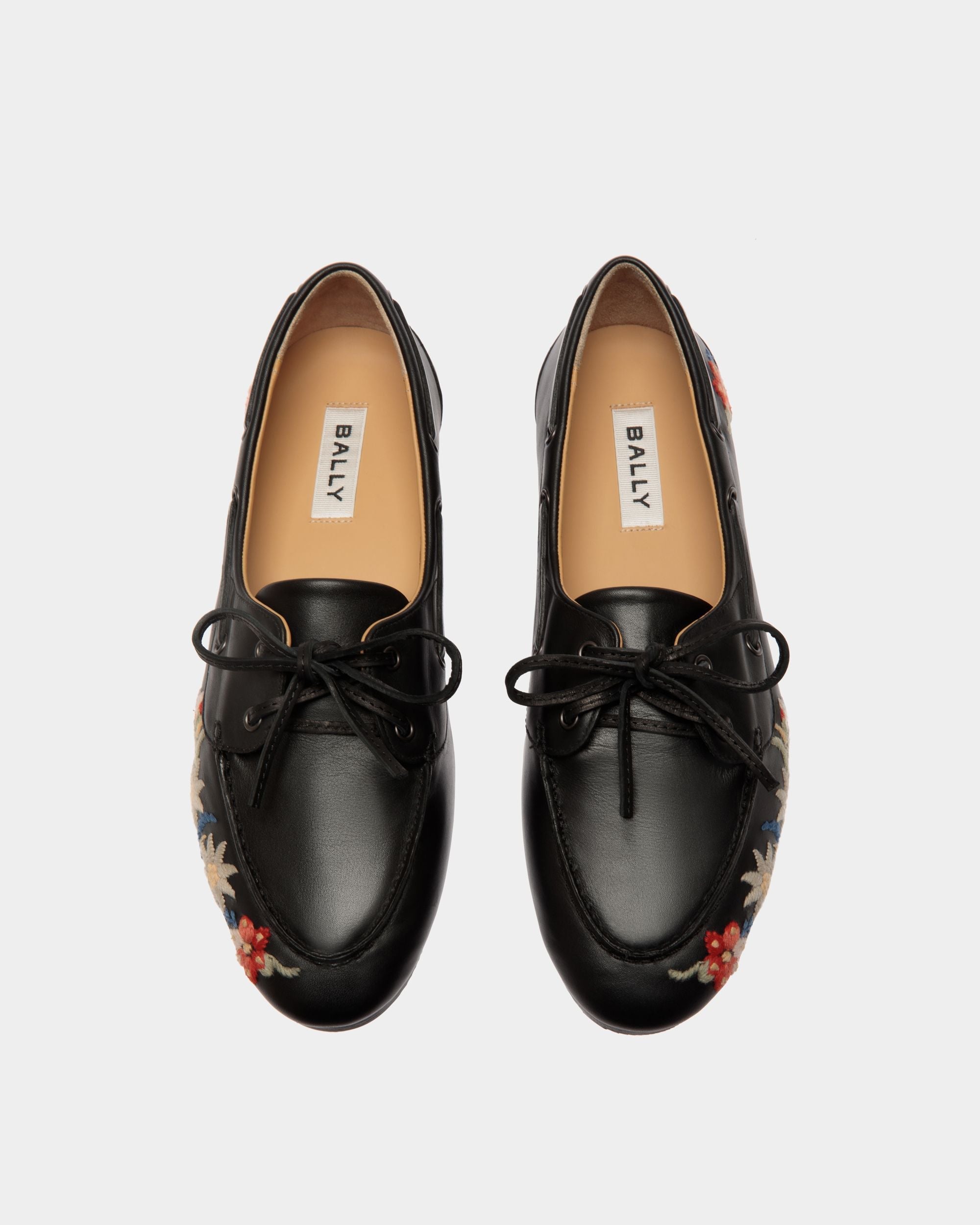 Winter Capsule Moccasin in Black Leather With Alpine Flowers - Image 4