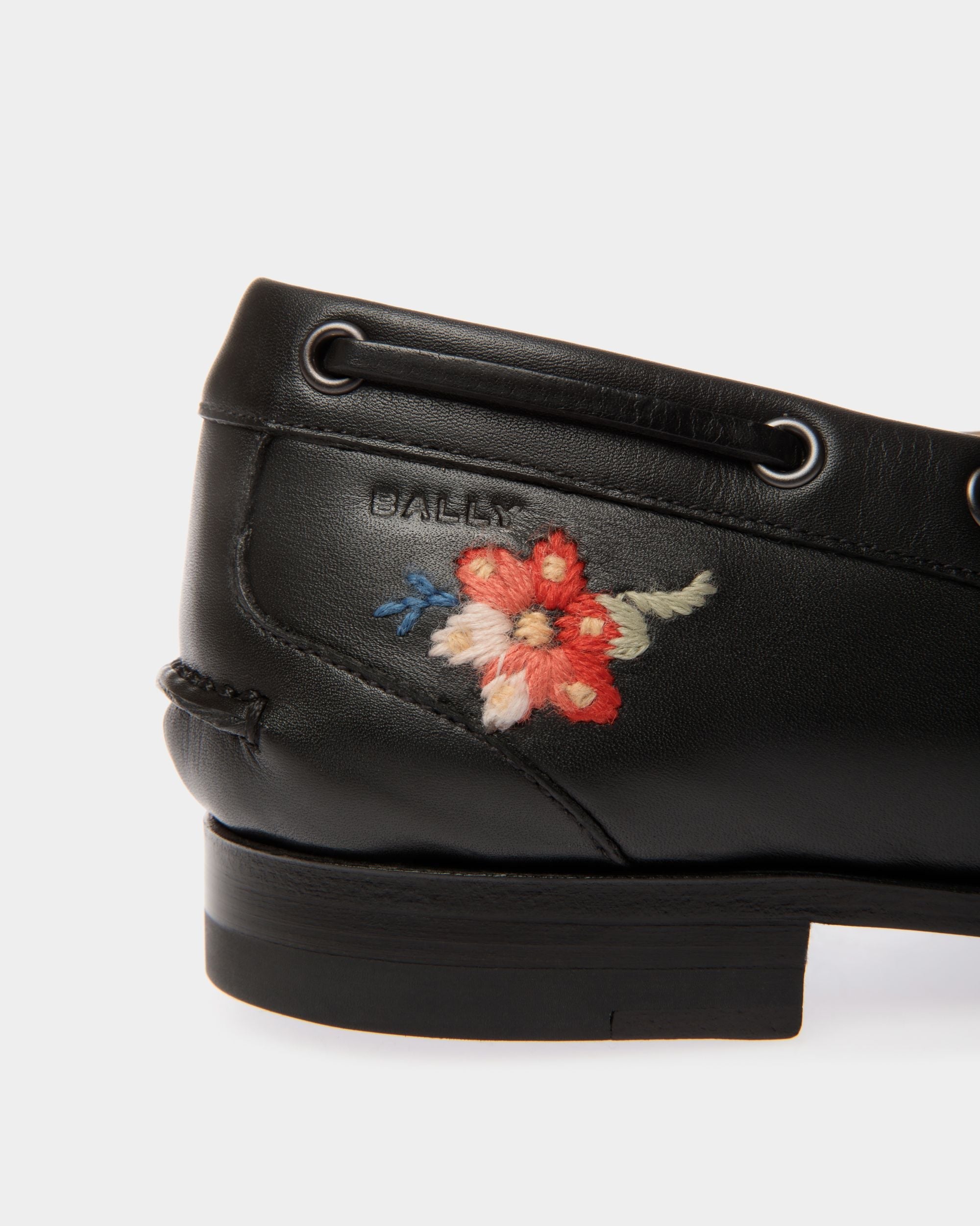 Winter Capsule Moccasin in Black Leather With Alpine Flowers - Image 5