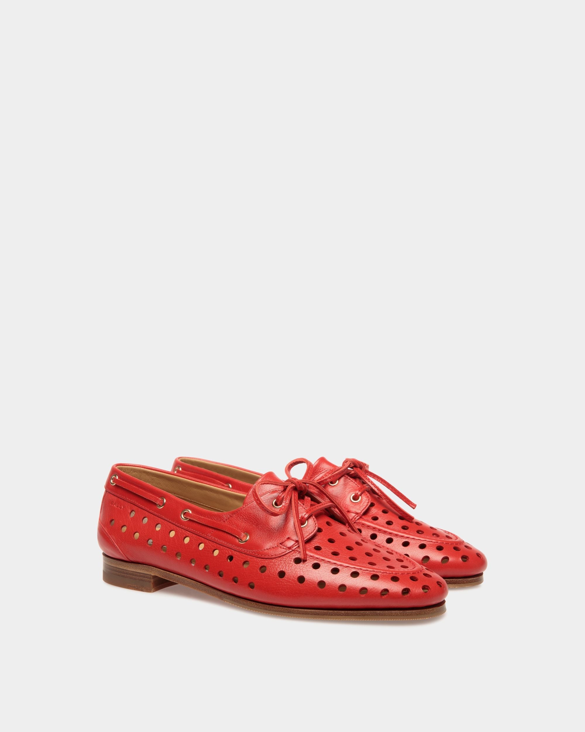 Plume Moccasin in Red Leather - Image 3