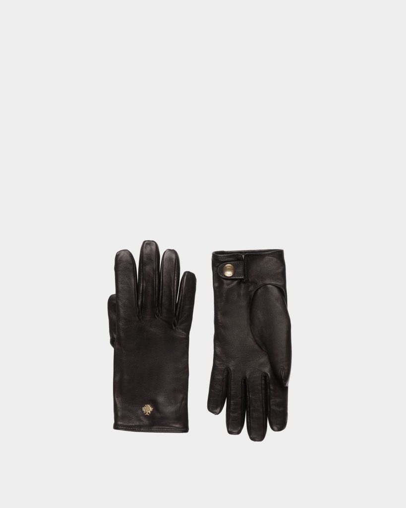 Gloves With a Bally Crest Logo In Black Leather