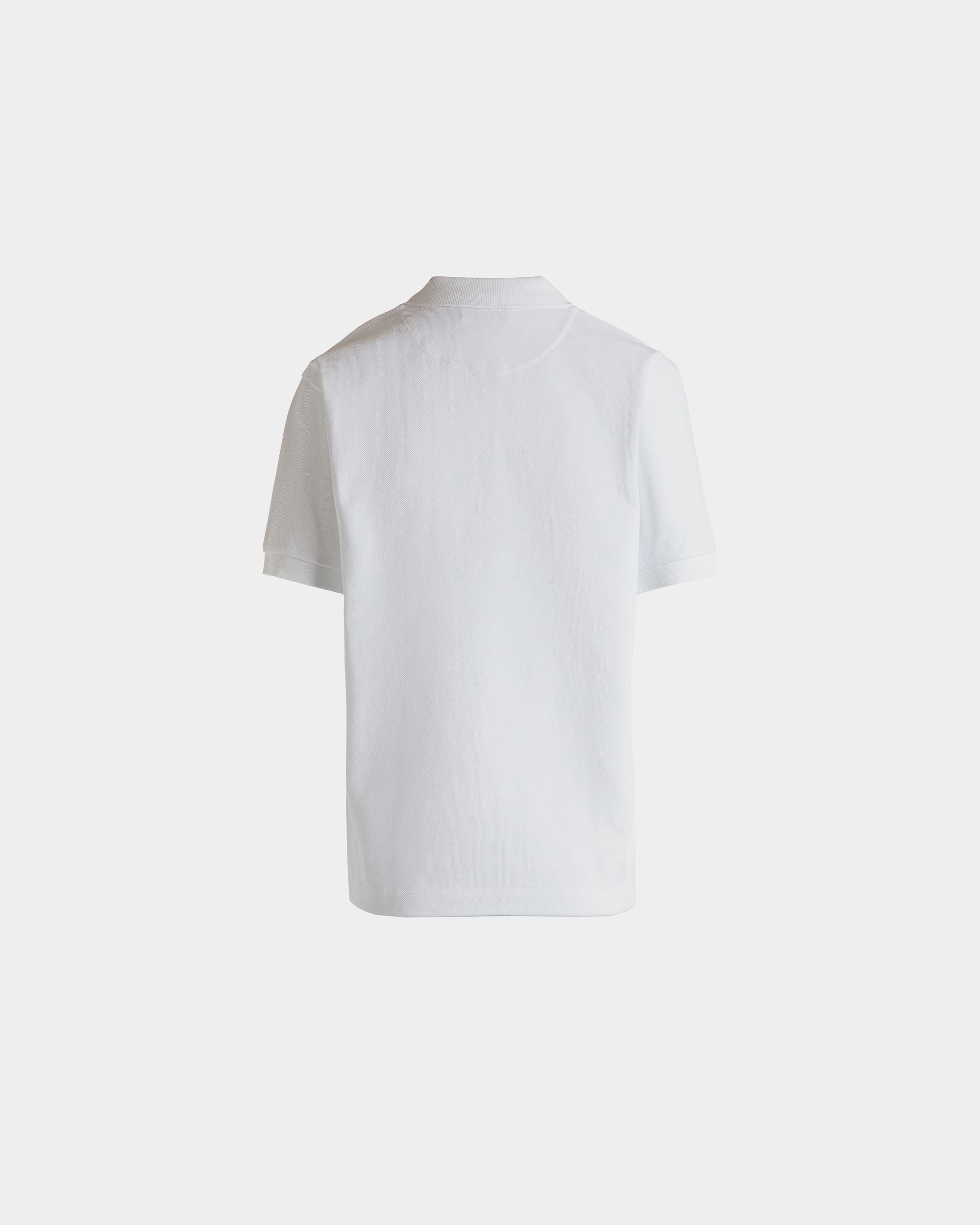 Short Sleeve Polo in White Cotton - Image 7