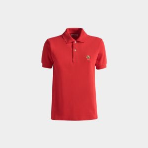 Short Sleeve Polo in Red Cotton