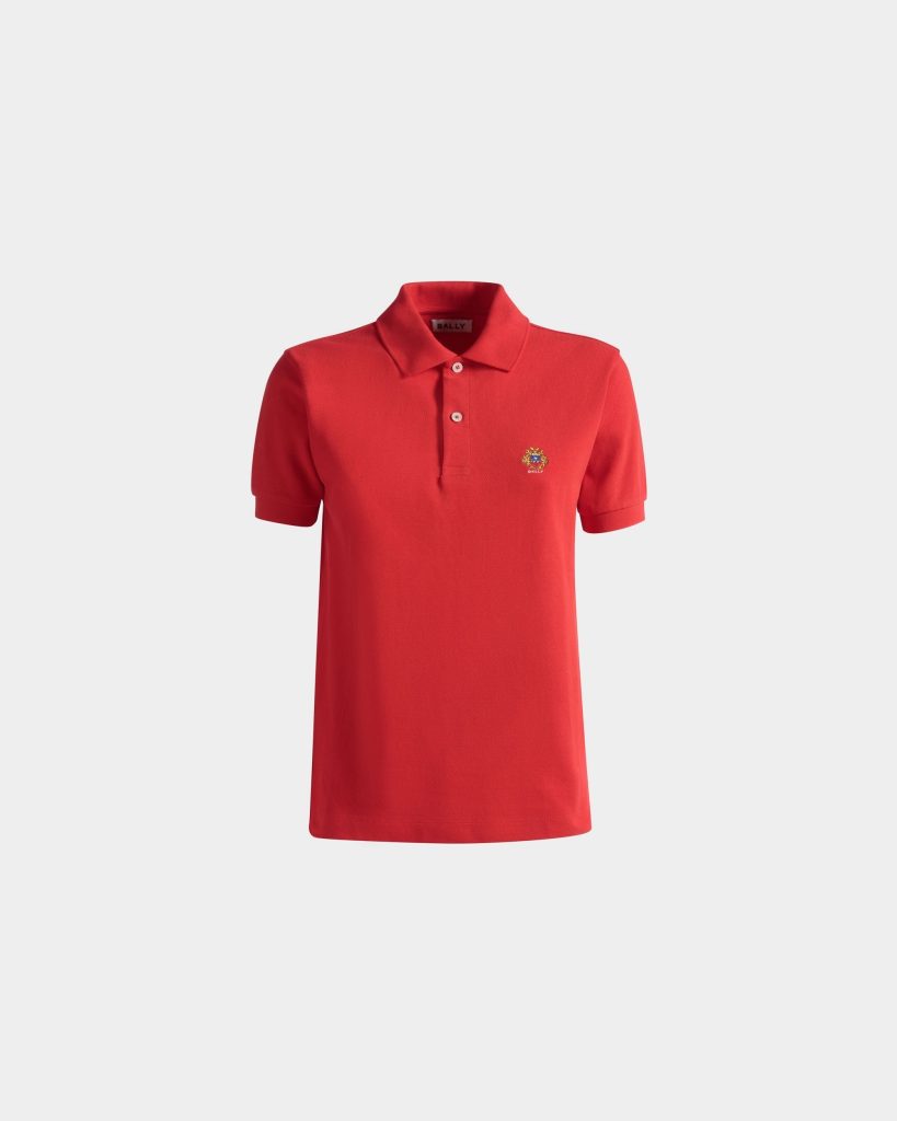 Short Sleeve Polo in Red Cotton