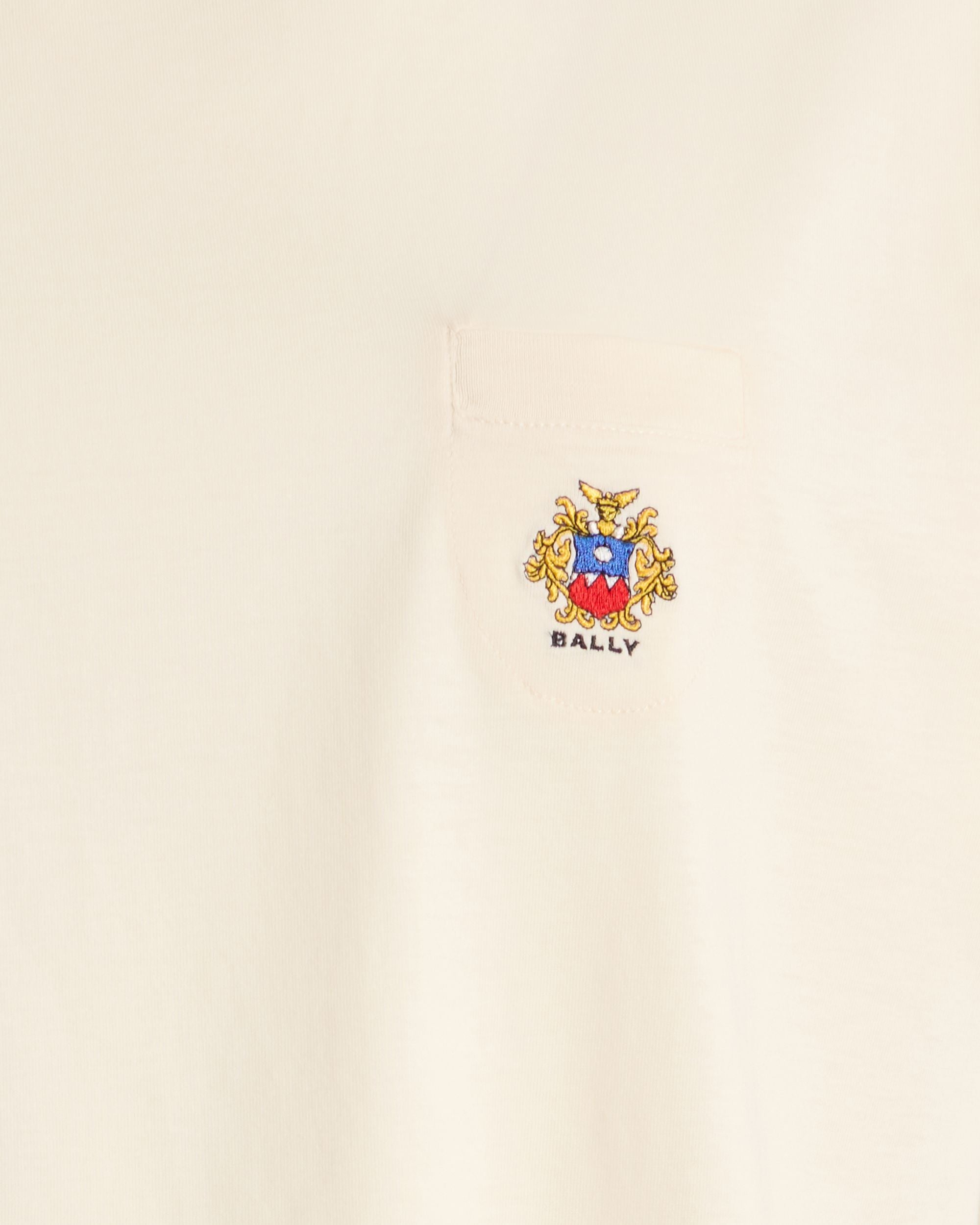 T-Shirt in Ivory Cotton With a Bally Crest - Image 4