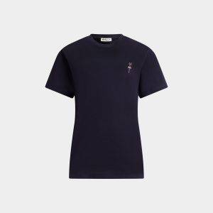T-Shirt in Navy Blue Cotton with a Ballyrina